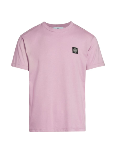 Shop Stone Island Men's Cotton Crewneck T-shirt In Pink