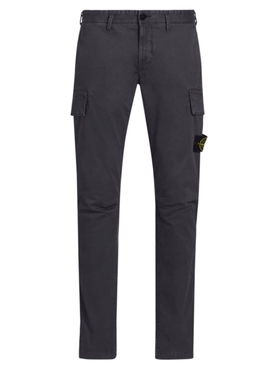 Shop Stone Island Men's Cotton Skinny Cargo Trousers In Navy Blue