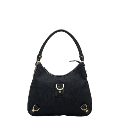 Shop Gucci D-ring Black Canvas Shoulder Bag ()