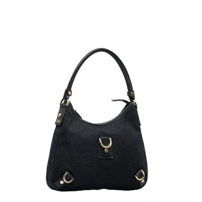 Shop Gucci D-ring Black Canvas Shoulder Bag ()