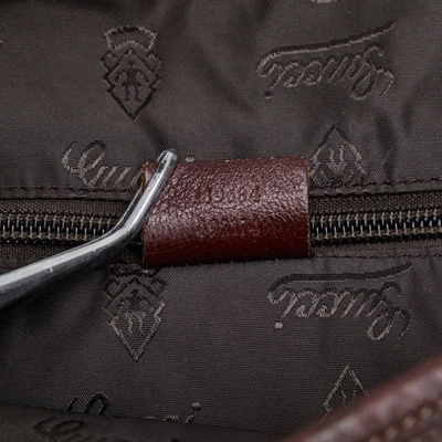 Shop Gucci Crest Brown Leather Shoulder Bag ()
