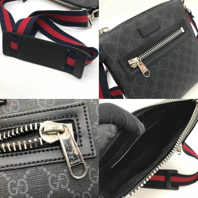 Shop Gucci Gg Supreme Black Leather Shoulder Bag ()