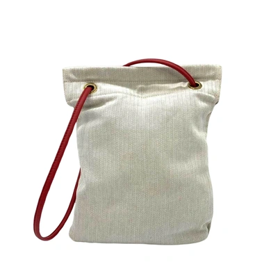 Shop Hermes Hermès Aline White Cotton Shopper Bag ()