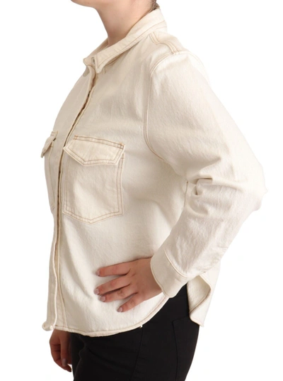 Shop Levi's Elegant White Long Sleeve Collared Polo Women's Top
