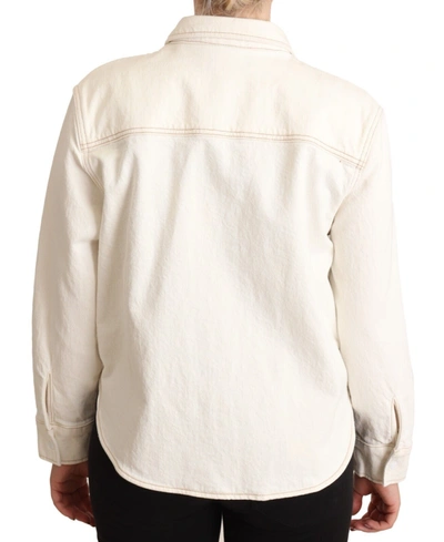 Levi's White Cotton Collared Long Sleeves Button Down Polo Top In White