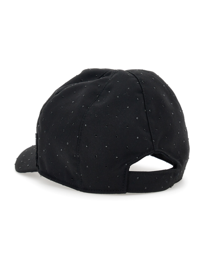 Monnalisa Rhinestone Baseball Cap In Black