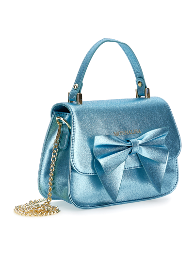 Monnalisa Glitter Handbag In Light Blue