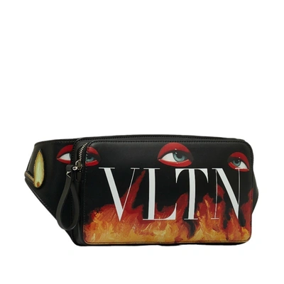 Shop Valentino Garavani Vltn Black Leather Shoulder Bag ()