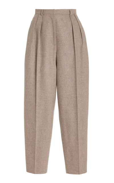 Shop Altuzarra Emmett Pleated High-rise Wool-blend Tapered Pants In Grey