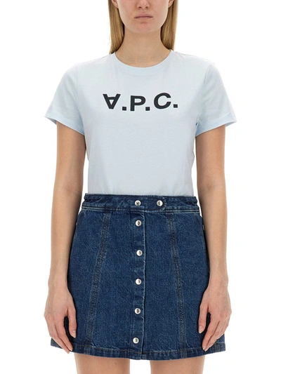 Apc Logo Graphic Short Sleeve T-shirt In Azure