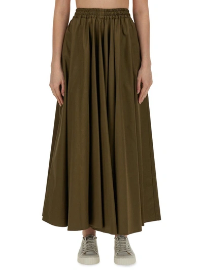 Shop Aspesi Long Full Skirt In Military Green