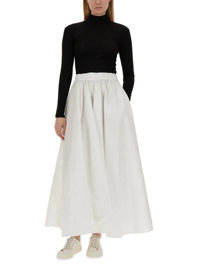 Shop Aspesi Long Full Skirt In White