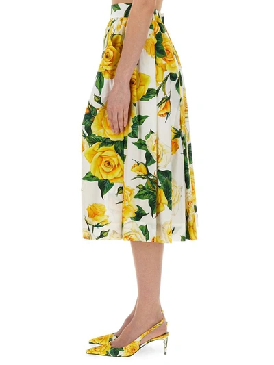 Shop Dolce & Gabbana Flower Print Full Skirt In Multicolour