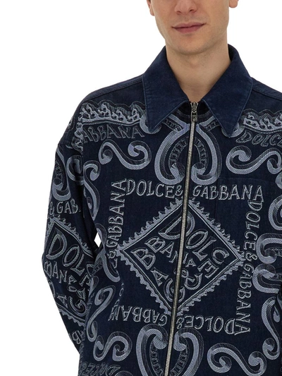 Shop Dolce & Gabbana Navy Print Cardigan In Multicolour