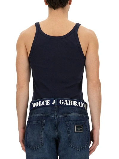 Shop Dolce & Gabbana Ribbed Tank Top In Blue