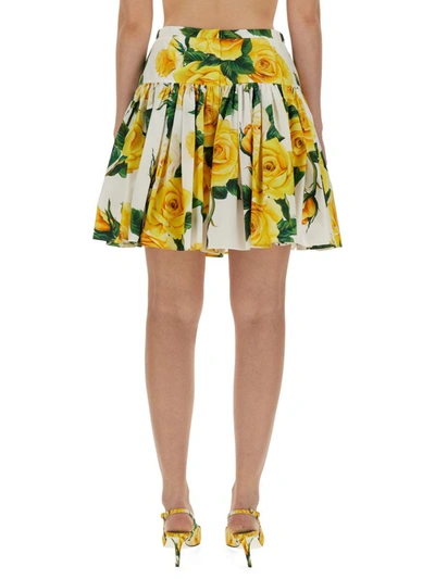 Shop Dolce & Gabbana Short Skirt With Flower Print In Multicolour