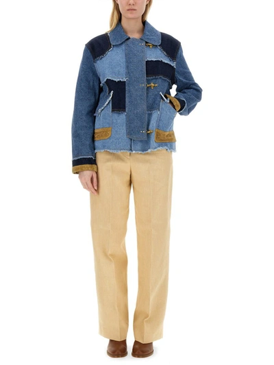 Fay Patchwork-design Denim Jacket In Denim
