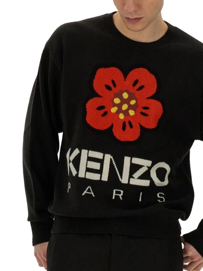 Shop Kenzo Jersey With Embroidery Boke Flower In Black