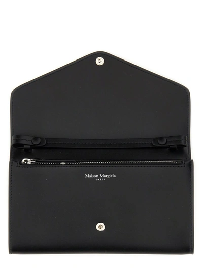 Shop Maison Margiela Wallet With Chain Four Stiches Unisex In Black