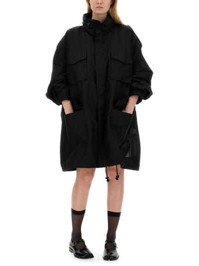 Maison Margiela Womens Black High-neck Oversized Woven Trench Coat In Black