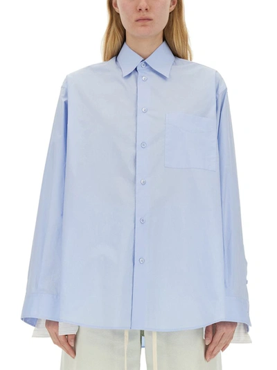 Shop Mm6 Maison Margiela Shirt With Wide Sleeve In Azure