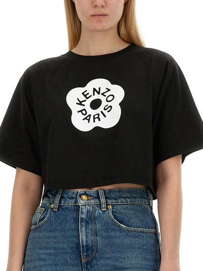 Shop Kenzo Cropped Fit T-shirt In Black