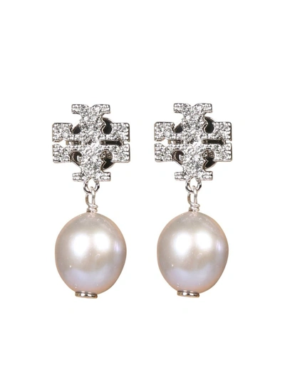 Shop Tory Burch Kira Earrings With Pearl In Silver