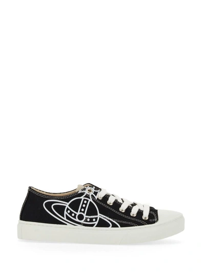 Shop Vivienne Westwood Low Sneaker With Orb Logo In Black