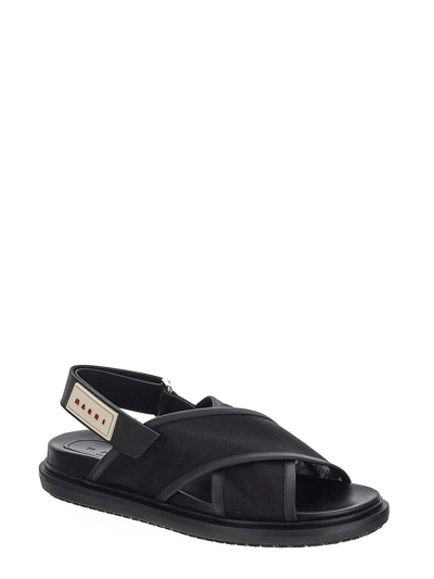 Shop Marni Fussbet Criss Cross Sandals In Black
