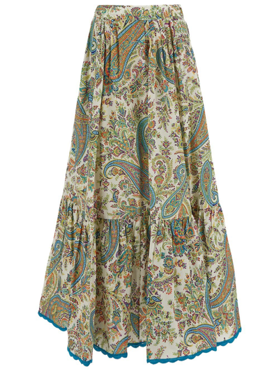 Shop Etro Cotton Skirt In Multicolor