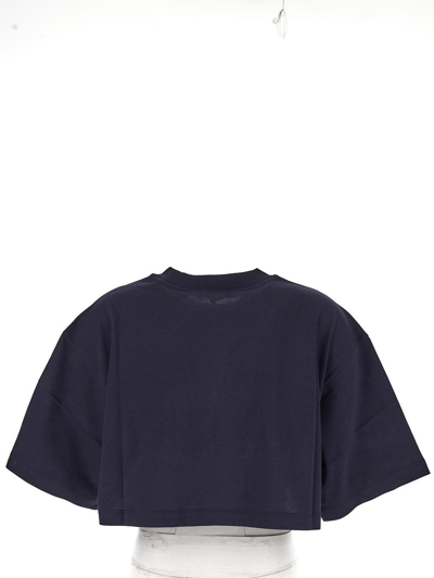 Shop Marni Cotton Cropped T-shirt In Blue