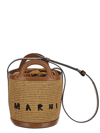 Shop Marni Tropicalia Small Bucket Bag In Brown