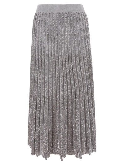 Shop Brunello Cucinelli Knitted Skirt In Grey