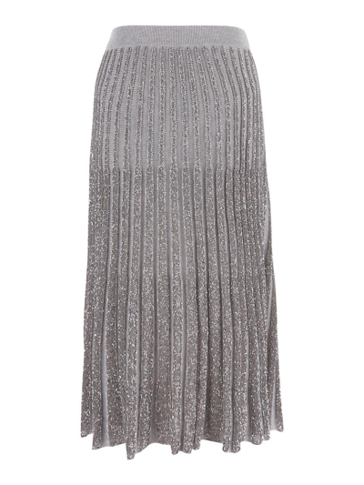 Shop Brunello Cucinelli Knitted Skirt In Grey