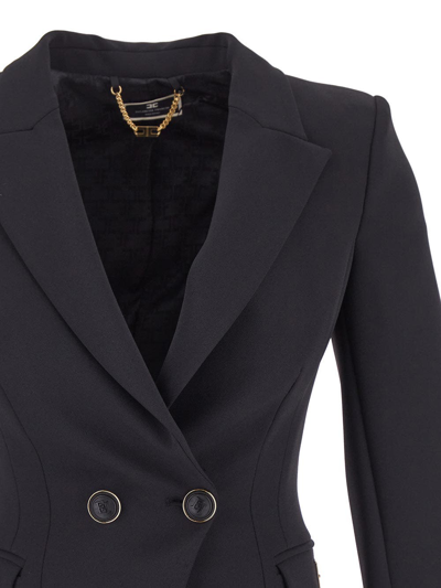 Elisabetta Franchi Crepe Blazer In Black