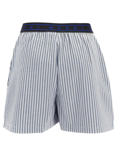 Shop Marni Stribes Short In Blue