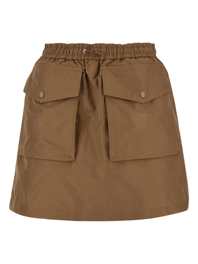 Shop Moncler Cotton Skirt In Beige