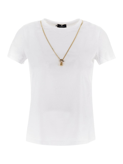 Shop Elisabetta Franchi Cotton T-shirt In White