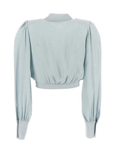 Shop Elisabetta Franchi Cropped Blouse In Green