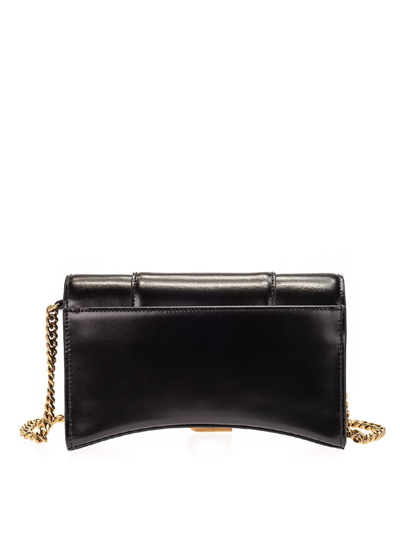 Shop Balenciaga Hourglass Mini Wallet On Chain In Black