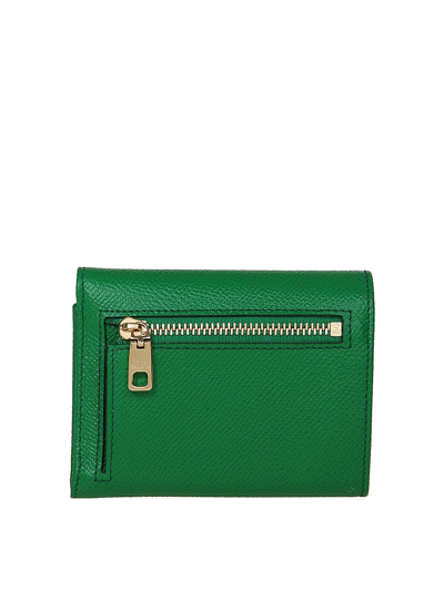 Shop Dolce & Gabbana Leather Wallet With Logo Plaque In Green