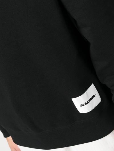 Shop Jil Sander Logo-patch Drawstring Hoodie And Ribbed Cuffs In Black