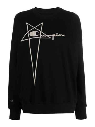 Shop Rick Owens Logo Cotton Sweatshirt In Negro