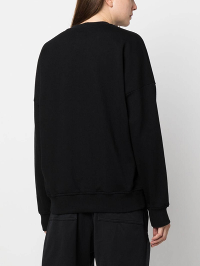 Rick Owens ' Crew Neck Sweatshirt With Logo Embroidery In Negro