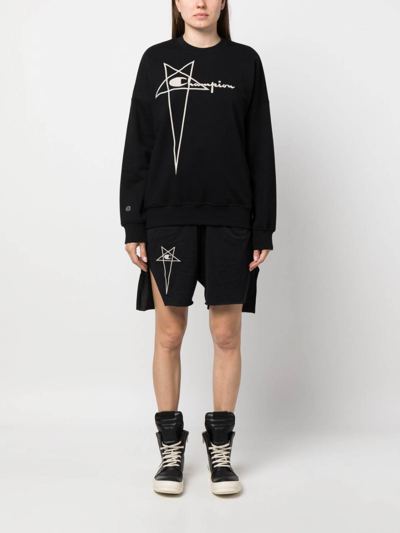 Shop Rick Owens Logo Cotton Sweatshirt In Negro