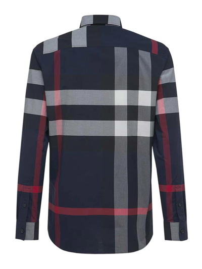 Shop Burberry Cotton Shirt With Check Motif In Azul