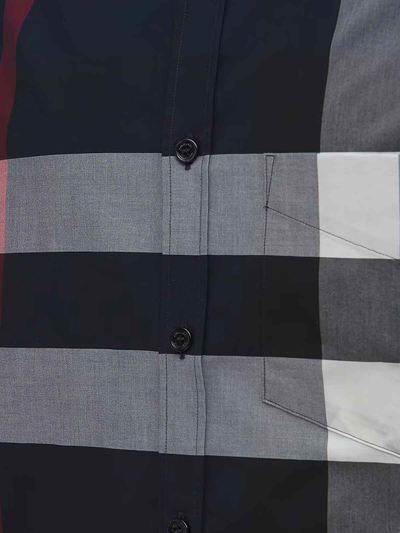 Shop Burberry Cotton Shirt With Check Motif In Azul