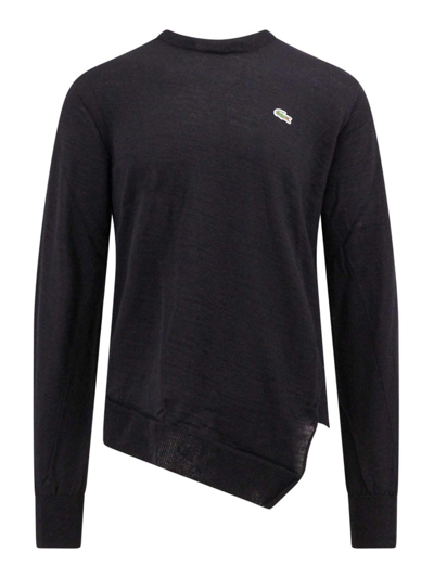 Shop Comme Des Garçons Shirt Wool Sweater With Frontal Lacoste Patch In Negro