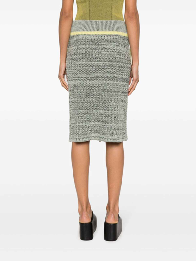 Shop Cormio Floral-embroidery Knitted Skirt In Gris