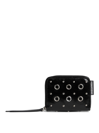 Shop Dsquared2 Eyelet-detail Leather Wallet In Negro